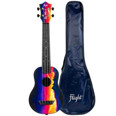 Flight TUSL-EE Sunset Elise Ecklund Signature Soprano Longneck Ukulele met Linden Top, ABS Body en Aquila Sugar Snaren
