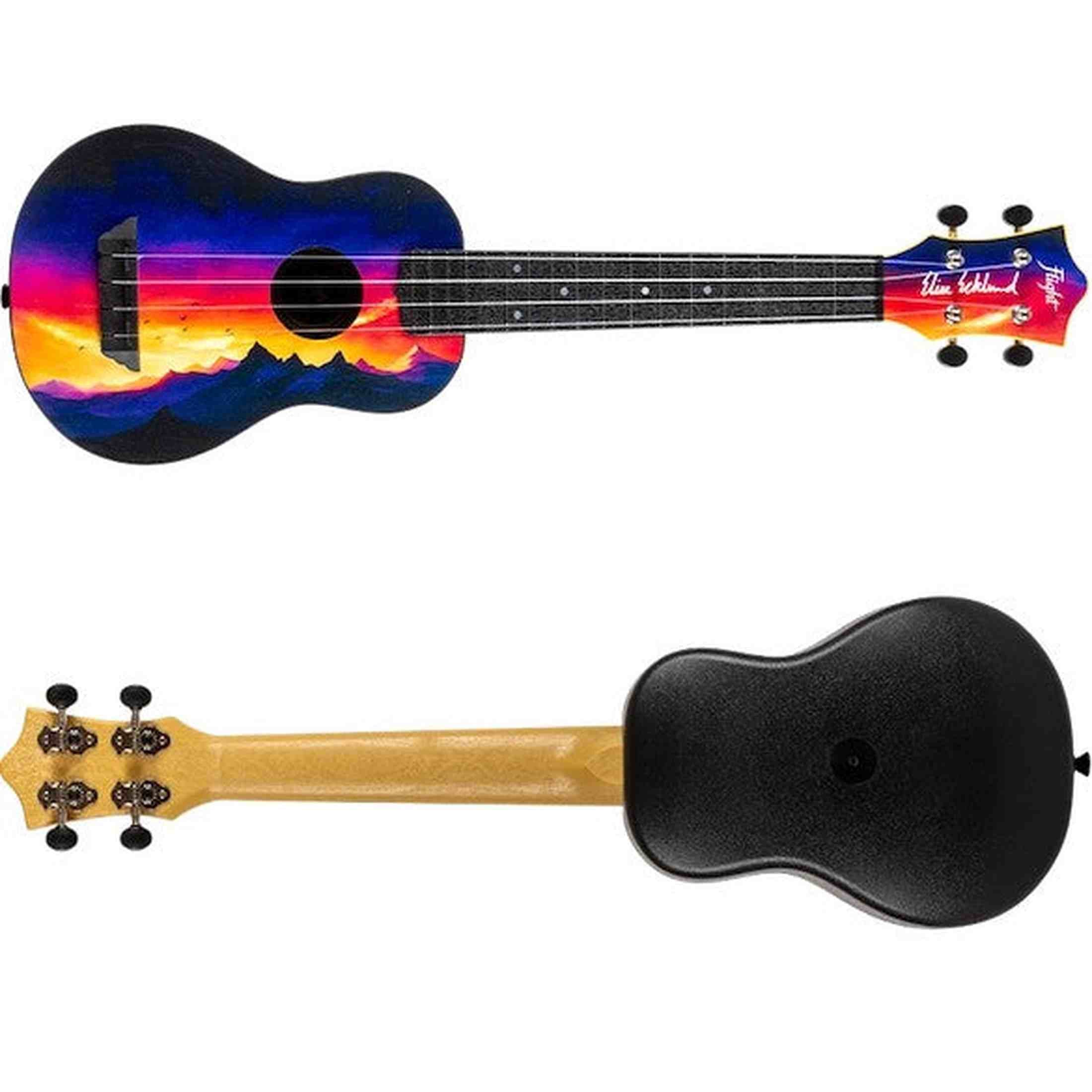 Flight TUSL-EE Sunset Elise Ecklund Signature Soprano Longneck Ukulele met Linden Top, ABS Body en Aquila Sugar Snaren