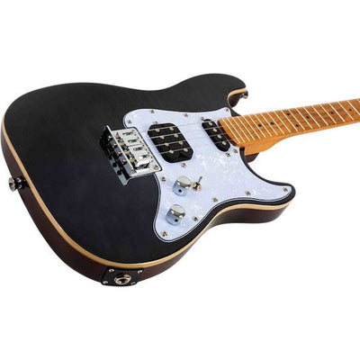 Flight Pathfinder Tenor TBK Elektrische Tenor Ukulele met Flame Maple Top en Transparent Black Afwerking