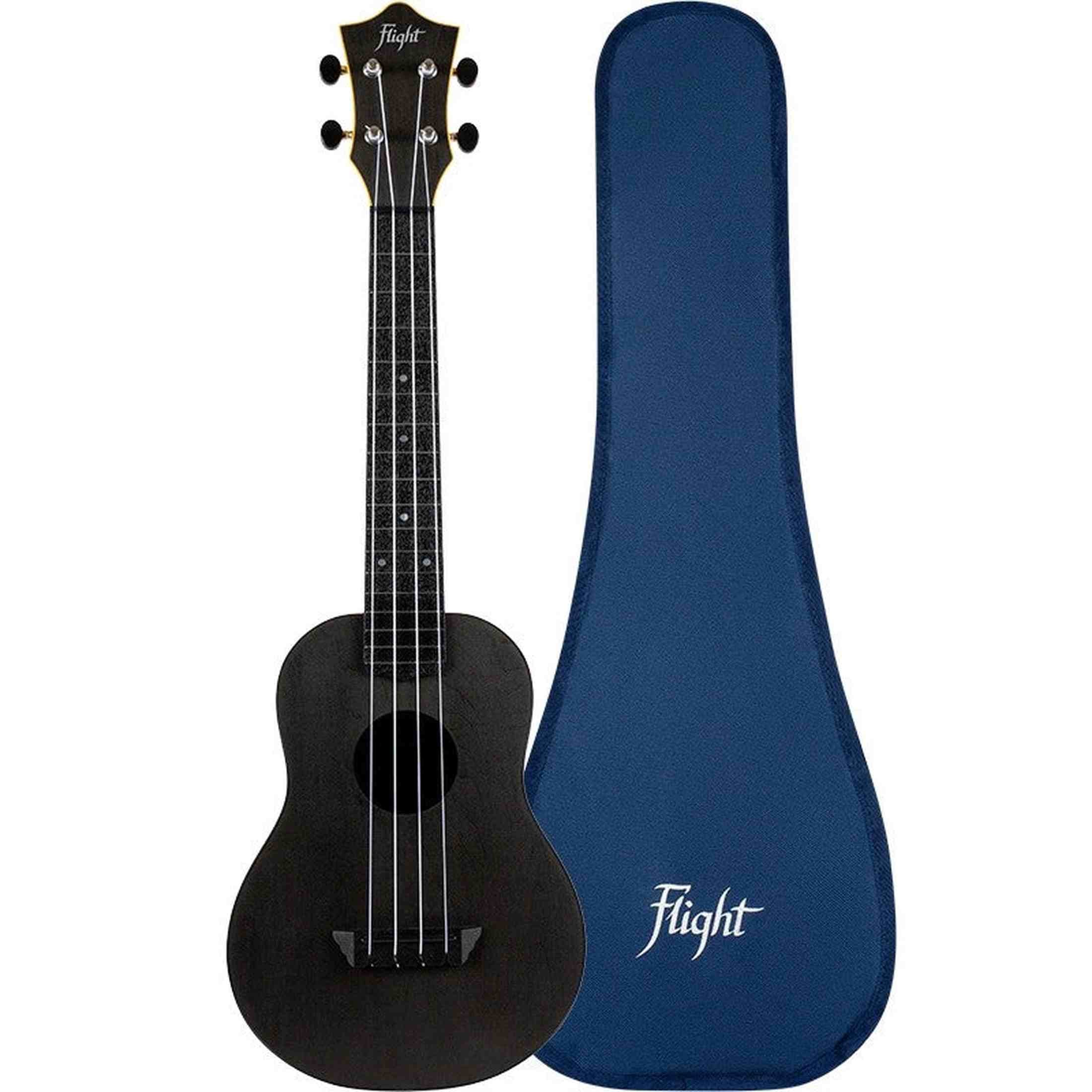 Flight TUC-35 BK Concert Ukulele Zwart met Linden Top, ABS Body en Aquila Nylgut Snaren