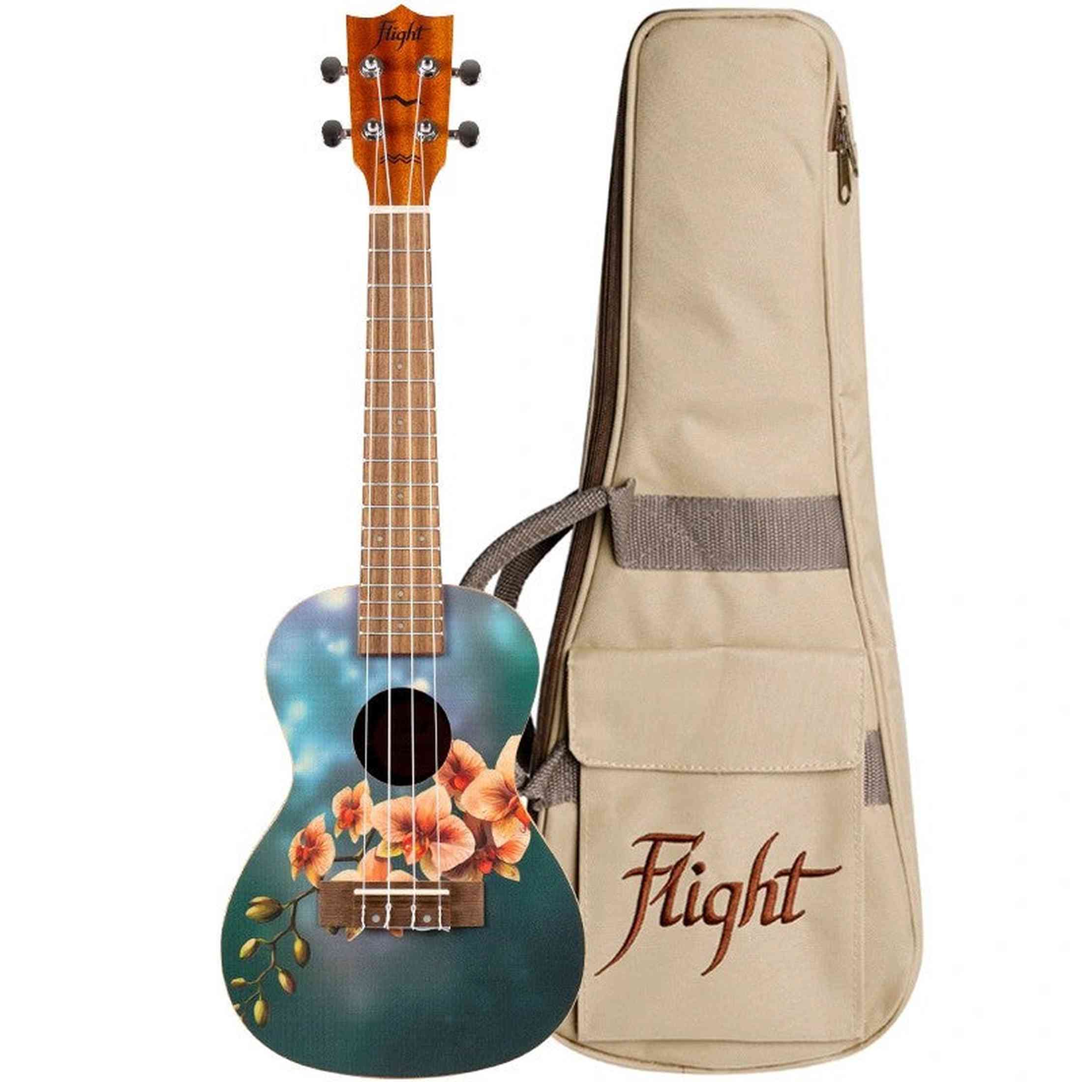 Flight AUC-33 Orchid Concert Ukulele met Spruce Top, Sapele Body en Aquila Nylgut Snaren