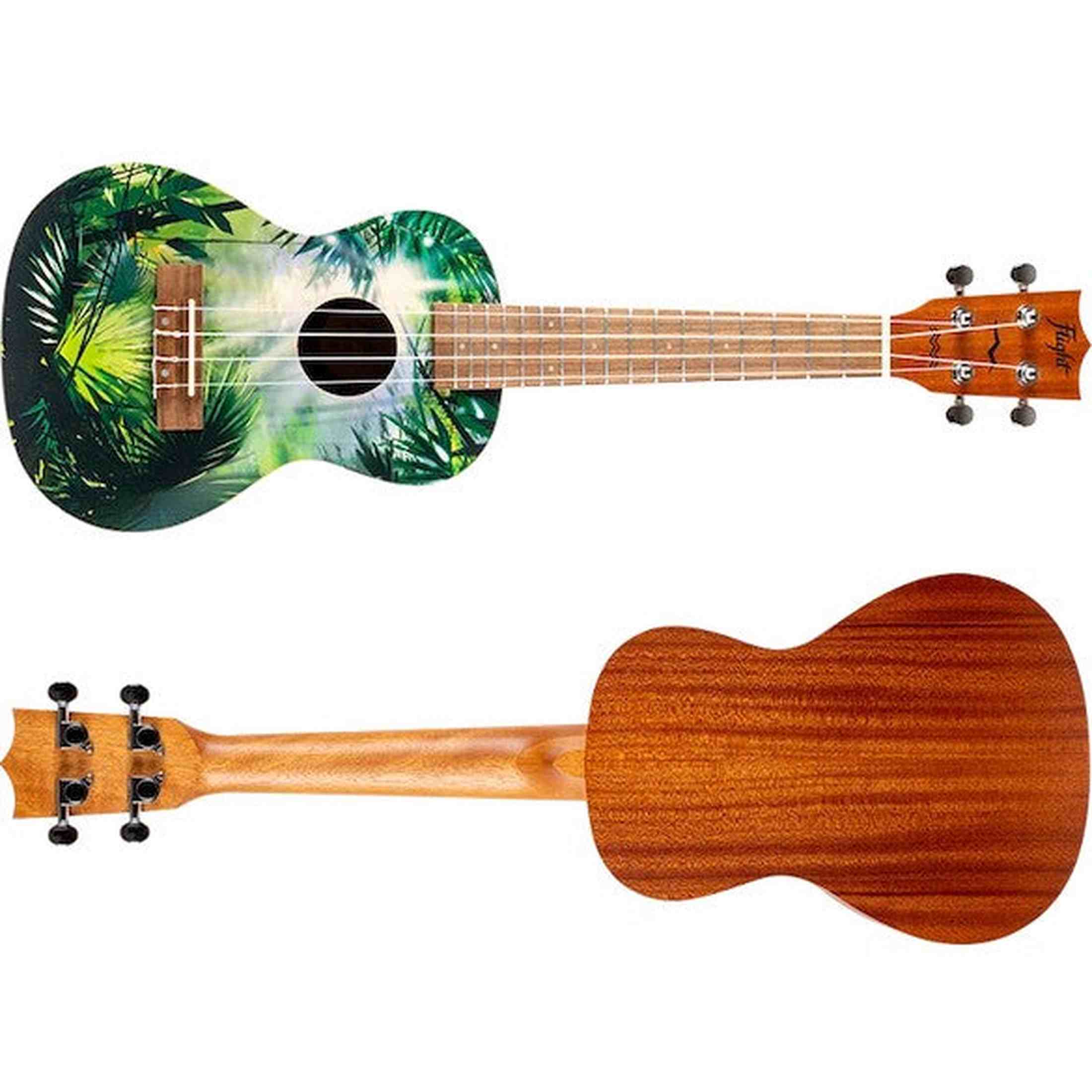 Flight AUC-33 Jungle Concert Ukulele met Spruce Top, Sapele Body en Aquila Nylgut Snaren