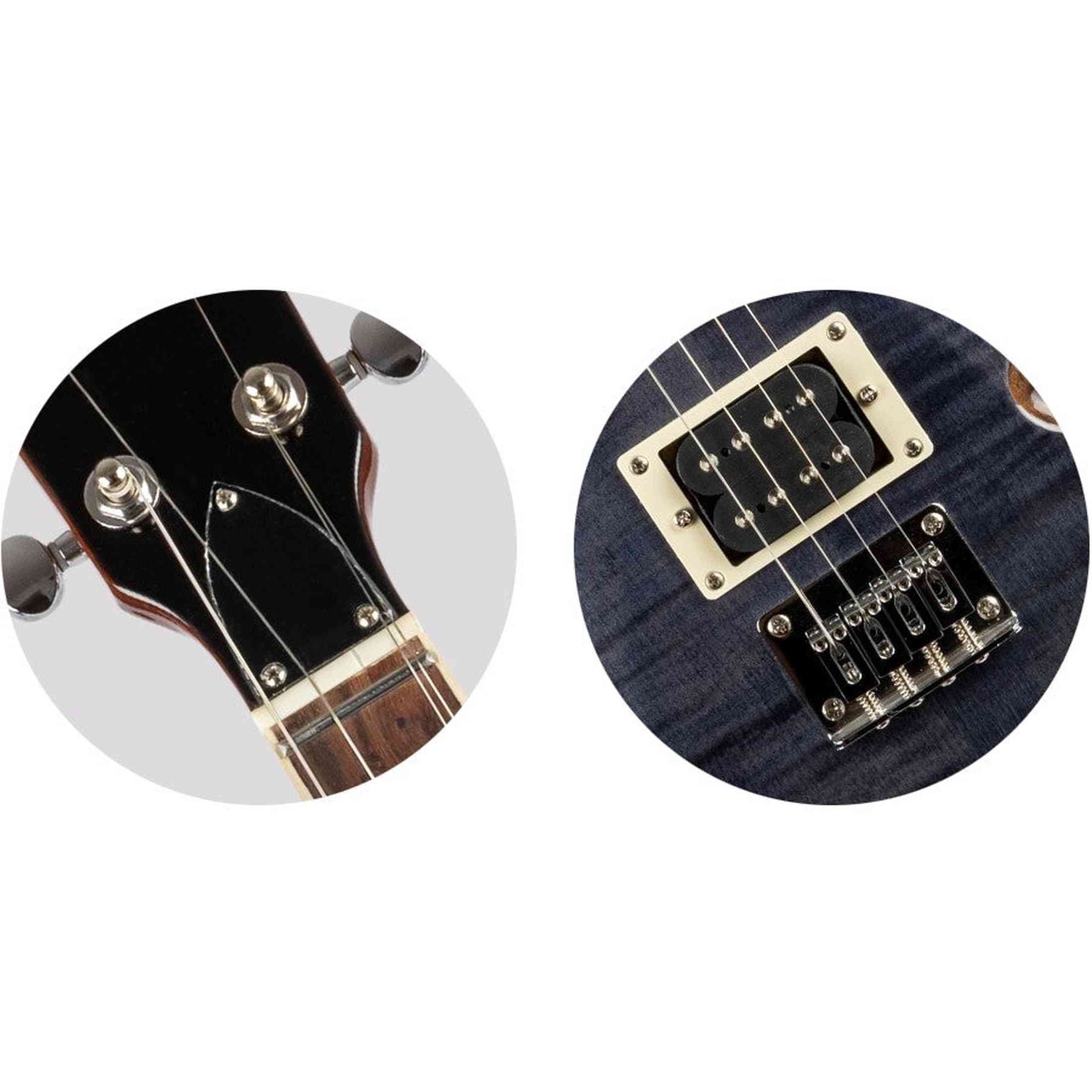 Flight Vanguard Transparent Black – Elektrische Solidbody Tenor Ukulele met 2 Humbuckers
