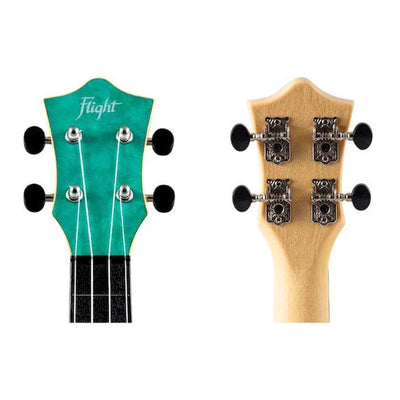 Flight TUS-65 EMERALD Soprano Ukulele met Linden Top, ABS Body en Emerald Green Afwerking