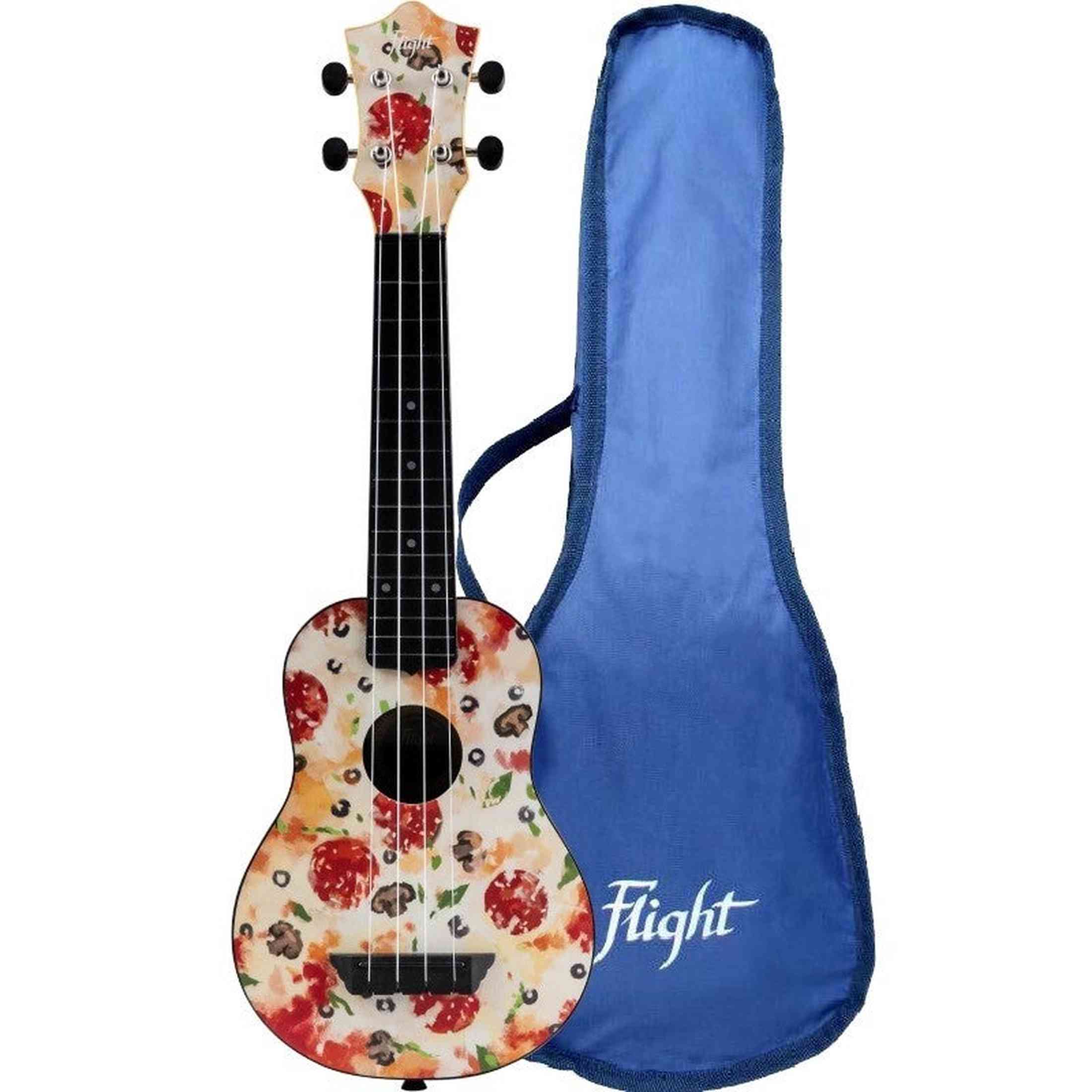 Flight TUS-40 PIZZA Soprano Ukulele met Linden Top, ABS Body en Pizza Print
