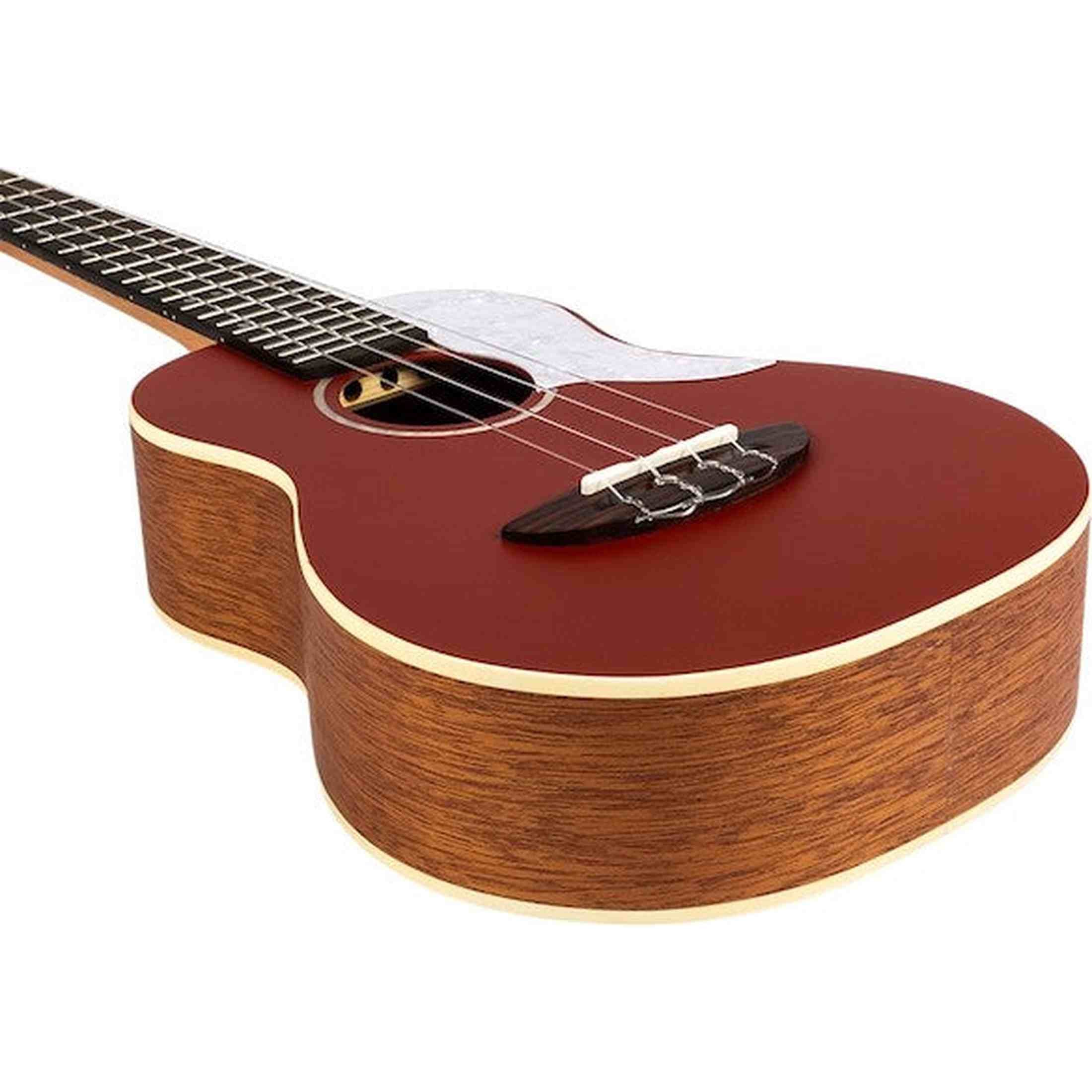 Flight Iris Concert RD Ukulele met Solid Spruce Top, Mahogany Body en Rode Afwerking