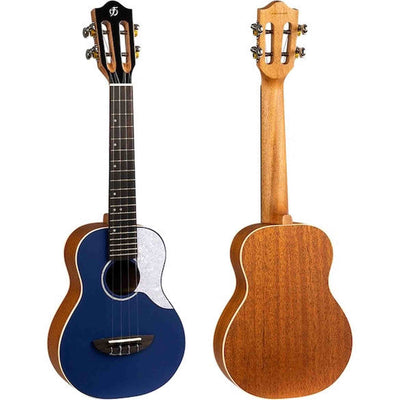 Flight Iris Concert DB Ukulele met Solid Spruce Top, Mahogany Body en Blauwe Afwerking