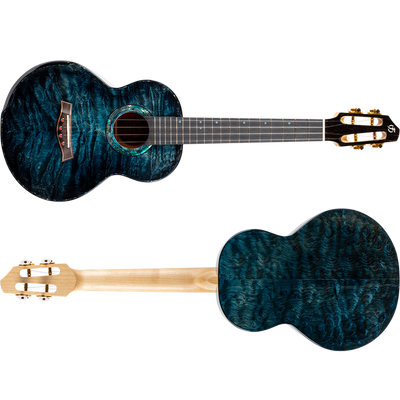 Flight A10QM A10 Volmassief Tenor Ukulele - Gequilte Esdoorn Blauw
