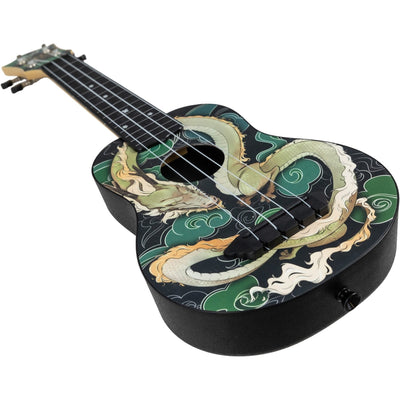 Flight TUS Jade Dragon Soprano Ukulele met Linden Top, ABS Body en Dragon Print