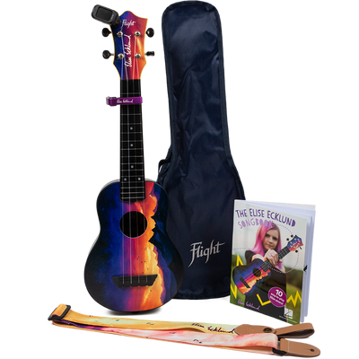 Flight TUS-EE Sunset PACK Elise Ecklund Signature Soprano Ukulele Set met Tuner, Capo, Strap, Songbook en Gigbag