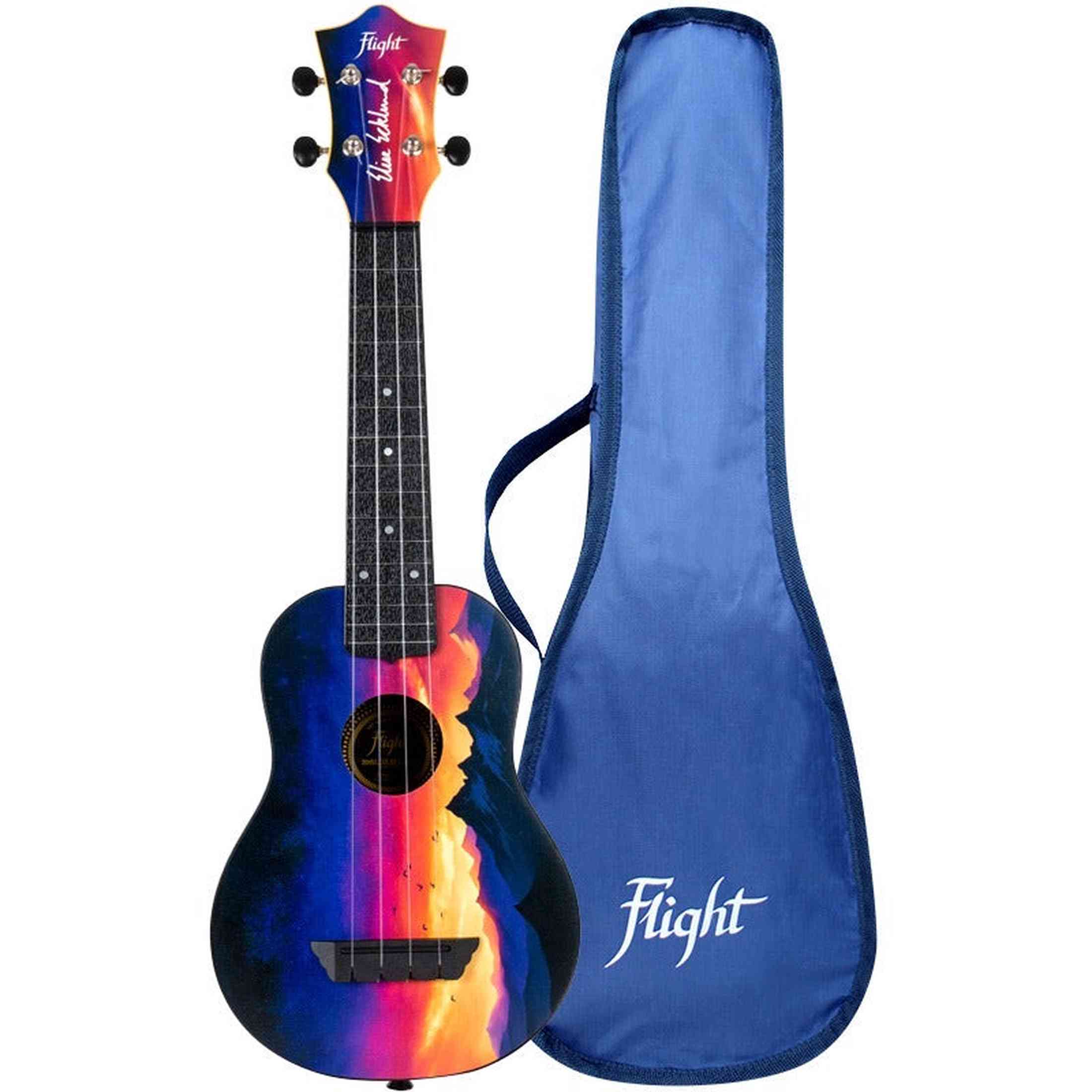 Flight TUS-EE SUNSET Elise Ecklund Signature Soprano Ukulele met Linden Top, ABS Body, Aquila Sugar Snaren en Gigbag