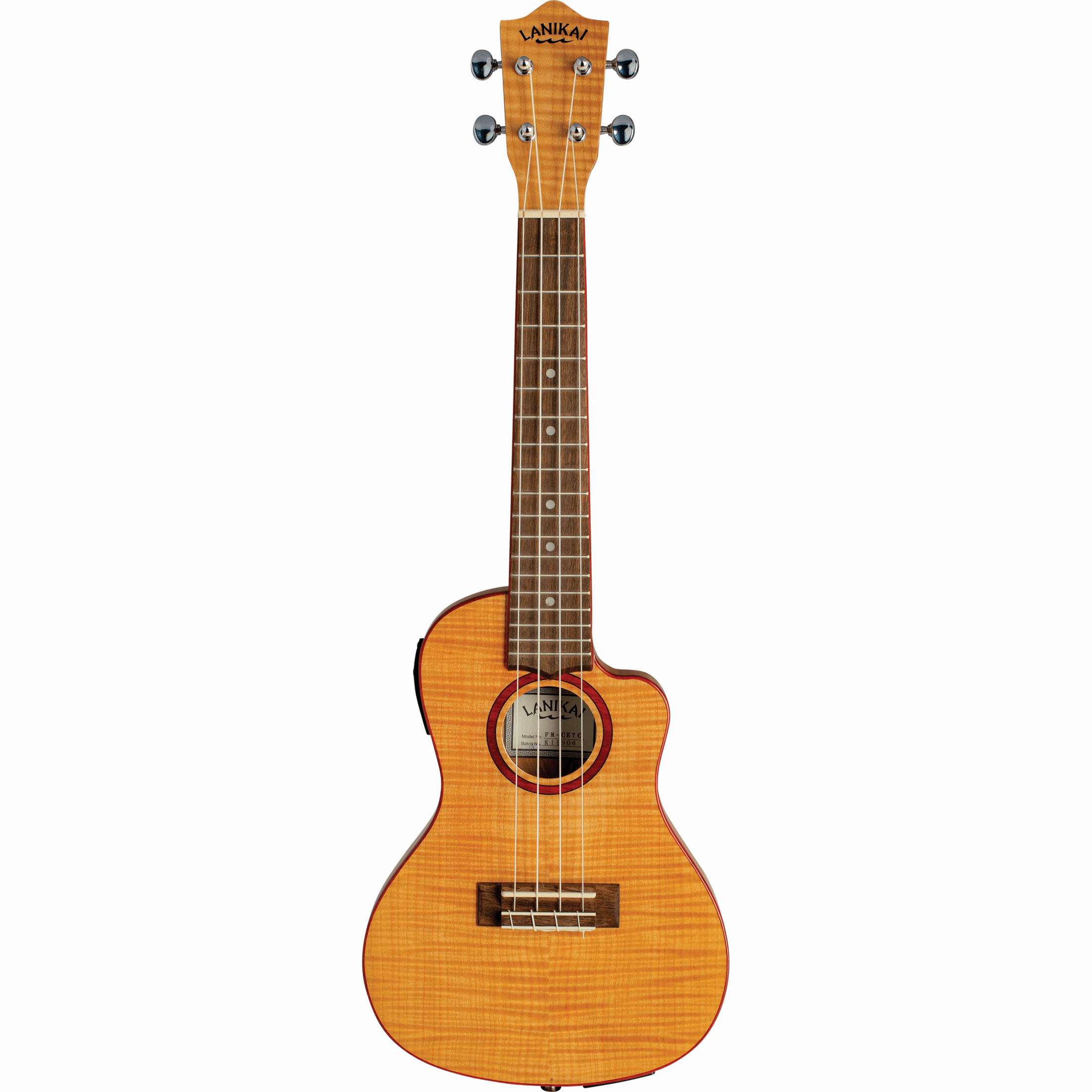 LANIKAI LKUFM-CETC Concertukelele,Flame Maple-serie,dunne body,cutaway,voorverste