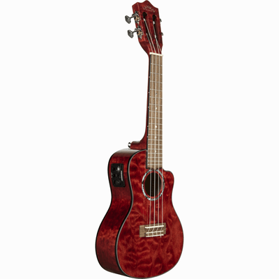LANIKAI LKUQM-RDCEC Concertukelele, Quilted Maple-serie,rood,cutaway,voorversterke