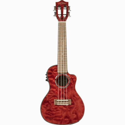LANIKAI LKUQM-RDCEC Concertukelele, Quilted Maple-serie,rood,cutaway,voorversterke