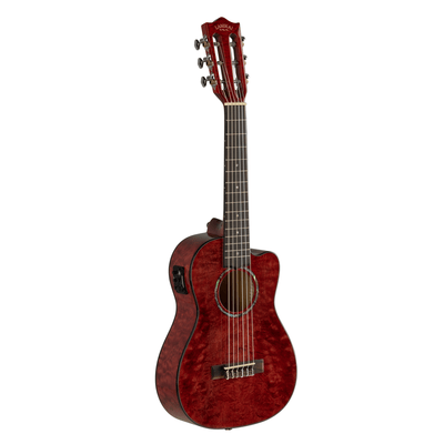 LANIKAI LKUQM-RDCEG Guitarlele, Quilted Maple Serie, Red, Cutaway, Preamp, Softcas
