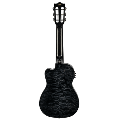 LANIKAI LKUQMBKCEG Guitarlele, Quilted Maple Serie, Black, Cutaway, Preamp, Softc